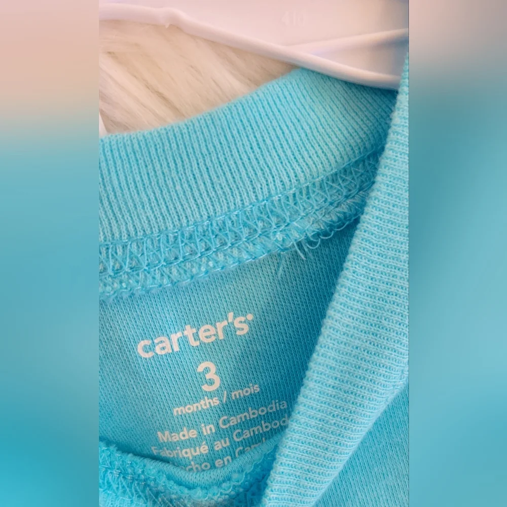 NWT Carter's Boy's 2 Pc Set 3 Months Winter Dog‎ Baby Blue Sweatpants Baby Gift